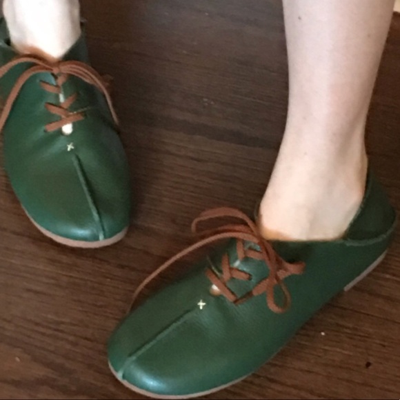 Handmade green leather shoes - Picture 3 of 3